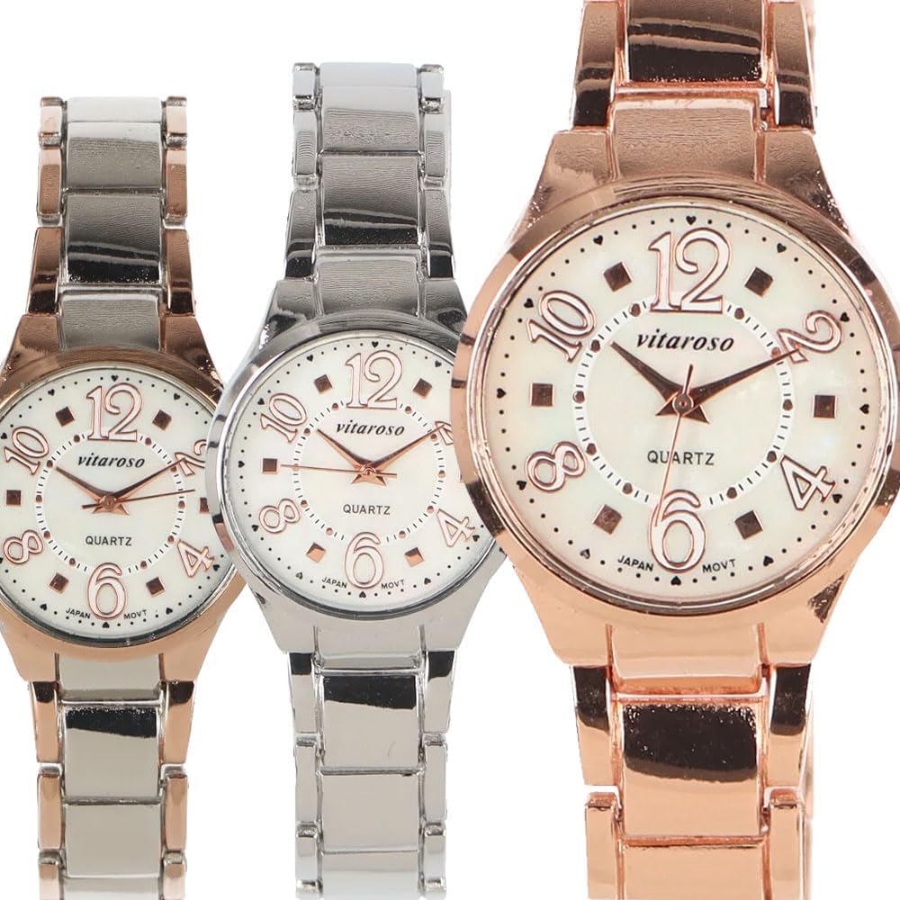 Amazon | 日本製ムーブメント シンプル3針ピンクゴールドにシェル文字